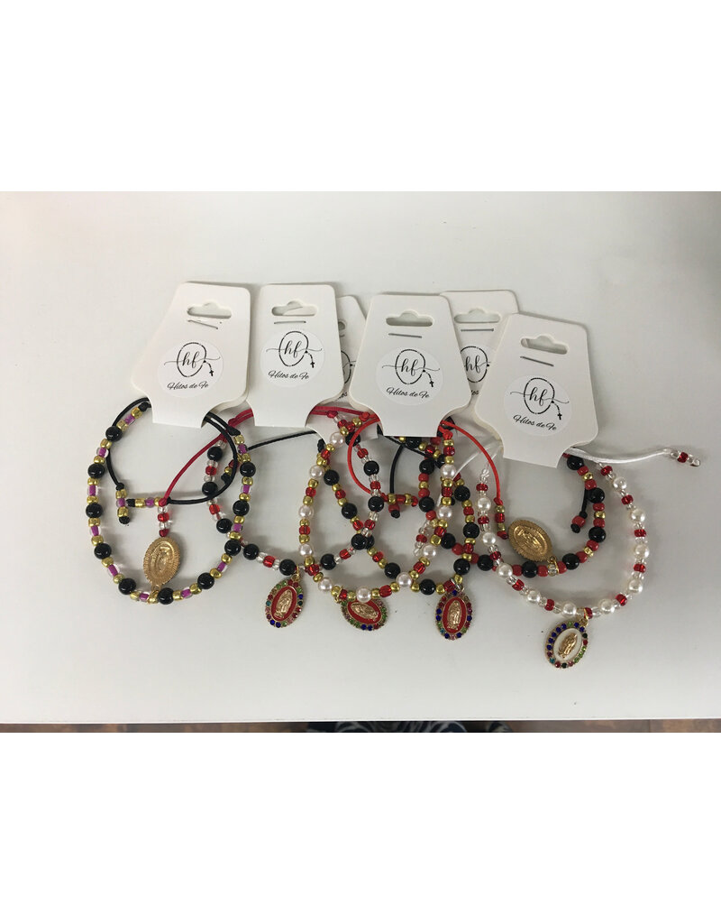 Handmade Guadalupe Beaded Rosary Bracelet, various colors