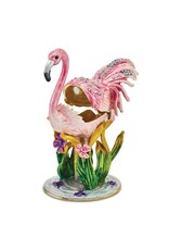 Enameled JEZEBEL Pink Flamingo Trinket Box with Matching 18 Inch Necklace
