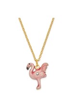 Enameled JEZEBEL Pink Flamingo Trinket Box with Matching 18 Inch Necklace