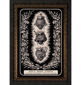 Catholic to the Max Three Hearts of the Holy Family - Ornate Dark Framed Art