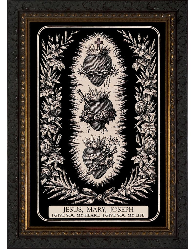 Catholic to the Max Three Hearts of the Holy Family - Ornate Dark Framed Art
