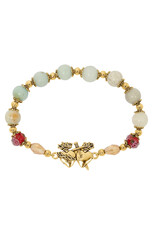 McVan Gold Amazonite Bracelet with Sacred and Immaculate Hearts