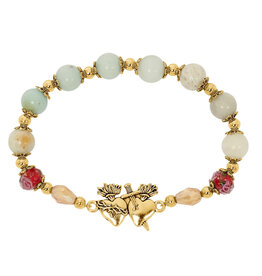 McVan Gold Amazonite Bracelet with Sacred and Immaculate Hearts