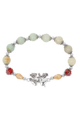 McVan Silver Amazonite Bracelet with Sacred and Immaculate Hearts