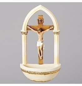 Roman, Inc 7" Crucifix Holy Water Font - Florentine Style