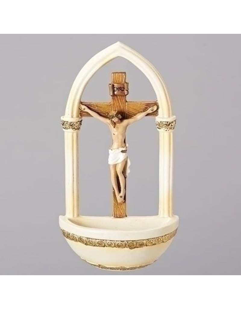 Roman, Inc 7" Crucifix Holy Water Font - Florentine Style