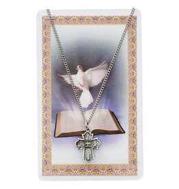 WJ Hirten Pewter 4 Way Holy Spirit Medal with Prayer Card