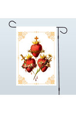 Three Holy Family Hearts Garden Flag (Double-Sided)