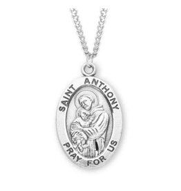 HMH Religious Sterling St. Anthony Medal Size 8 on 24" Chain