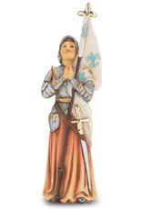 WJ Hirten 4" Statue with Prayer Card St. Joan of Arc