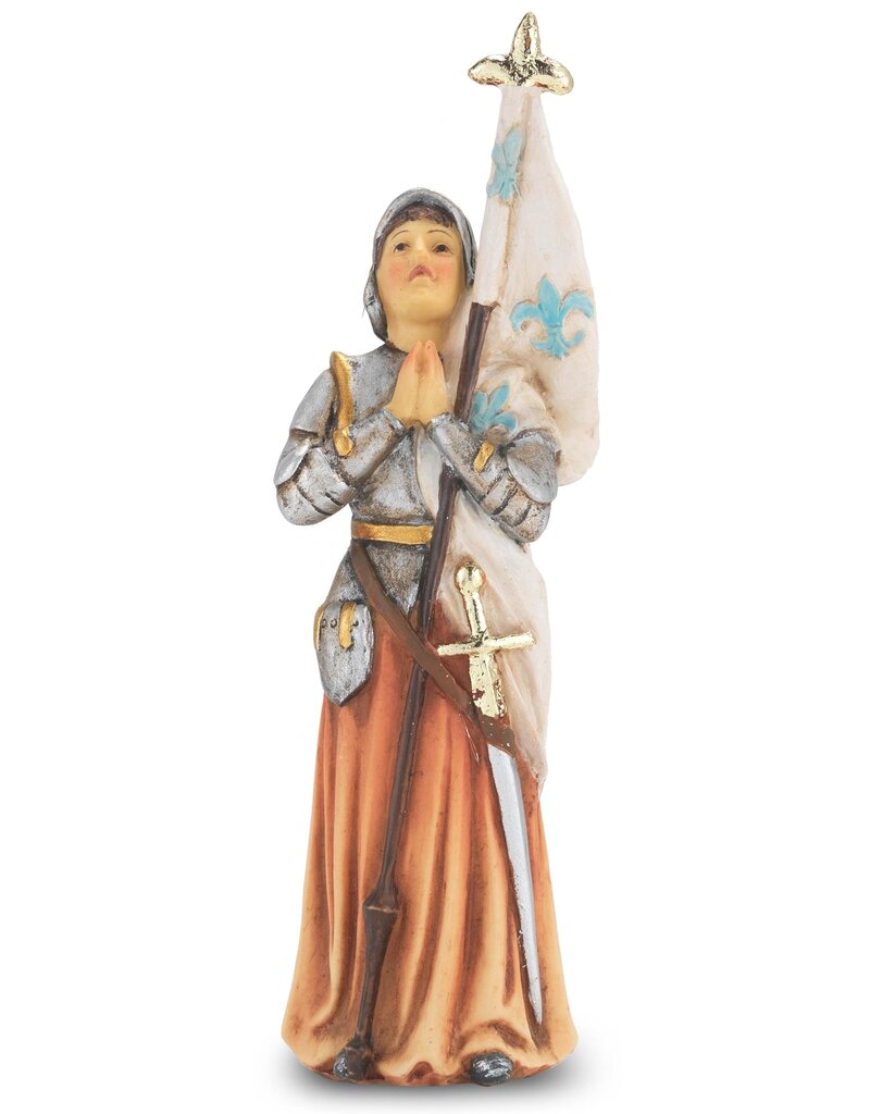 WJ Hirten 4" Statue with Prayer Card St. Joan of Arc