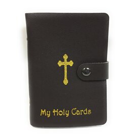 WJ Hirten My Holy Cards Brown Gold Stamped Leatherette Prayer Card Holder