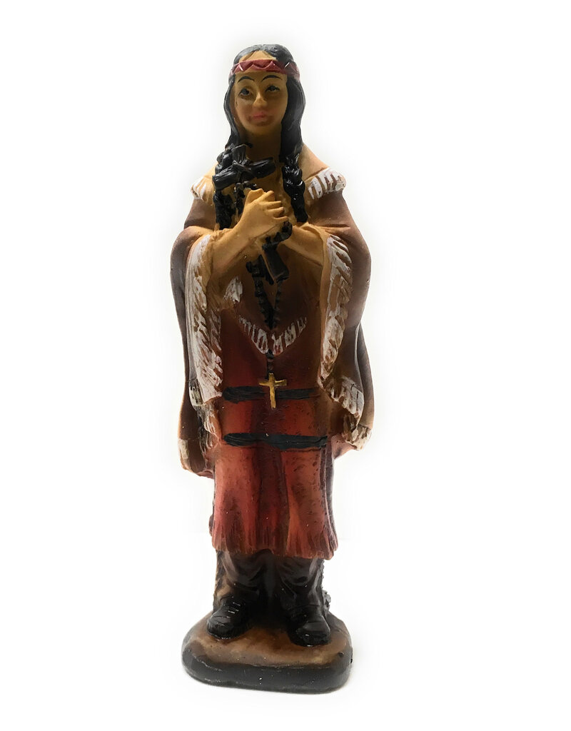 WJ Hirten 4" Statue with Prayer Card St. Kateri Tekakwitha