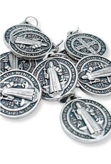 Lumen Mundi St.  Benedict - 1/2" Double Sided Oxidized Round Medal