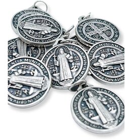 Lumen Mundi St.  Benedict - 1/2" Double Sided Oxzidized Round Medal