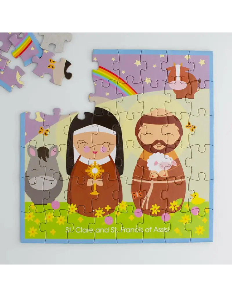 Shining Light Dolls St. Clare and St. Francis of Assisi Mini Puzzle