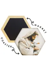 Sincere Surroundings Jesus Holding Lamb Hexagon Coaster