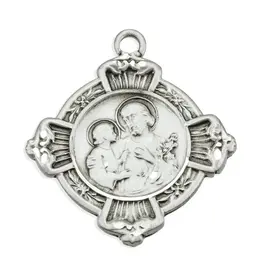 HMH Religious Sterling Silver St. Joseph with Rays Medal with 24" Chain