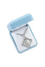 HMH Religious Sterling Silver St. Joseph with Rays Medal with 24" Chain