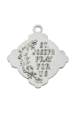 HMH Religious Sterling Silver St. Joseph with Rays Medal with 24" Chain