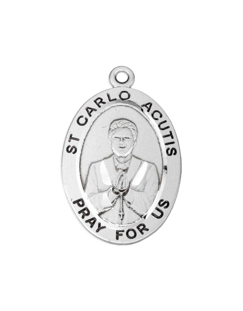 HMH Religious Sterling Silver Oval St. Carlo Acutis Medal 20" chain