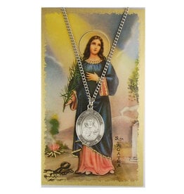 McVan St. Agatha Oval Pewter Pendant with Prayer Card