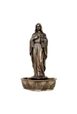 Goldscheider of Vienna Immaculate Heart of Mary  Holy Water Font Stands/Hangs Cold Cast Bronze 9"