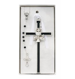 McVan Black Enameled Chalice Cross and Rosary Set