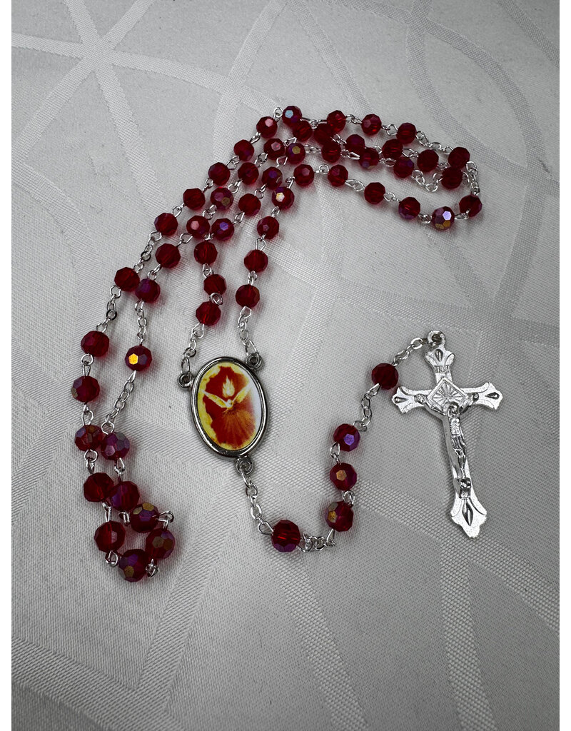 Costa Articoli Religiosi Holy Spirit Rosary 6mm Red Crystal