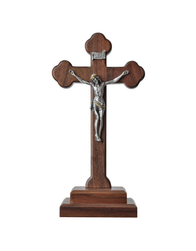 Sine Cera 9″ Walnut Standing Budded Crucifix