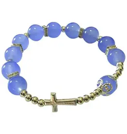 Lumen Mundi Light Blue Cross Stretch Bracelet