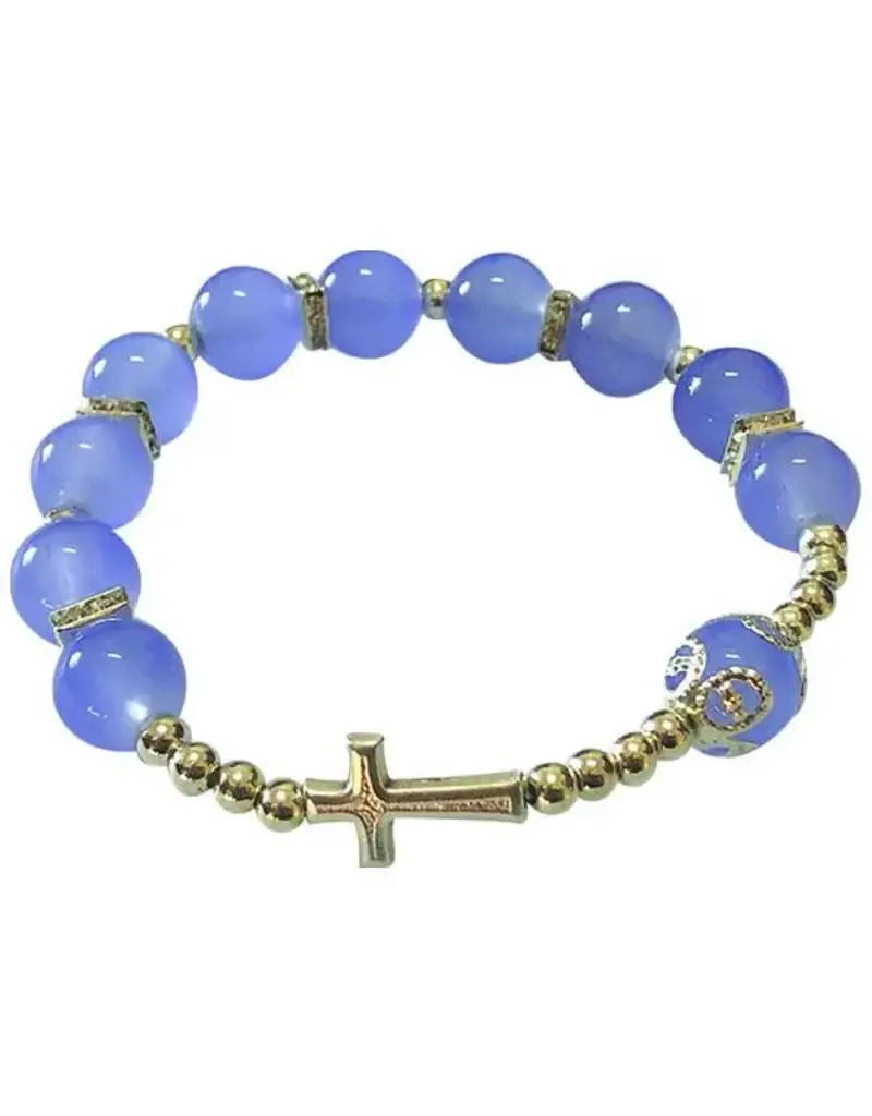 Lumen Mundi Light Blue Cross Stretch Bracelet