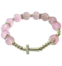 Lumen Mundi Light Pink Cross Stretch Bracelet