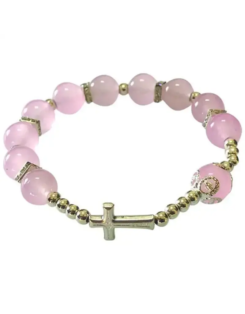 Lumen Mundi Light Pink Cross Stretch Bracelet
