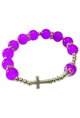 Lumen Mundi Dark Pink Cross Stretch Bracelet