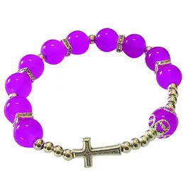 Lumen Mundi Dark Pink Cross Stretch Bracelet