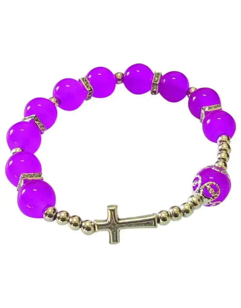 Lumen Mundi Dark Pink Cross Stretch Bracelet