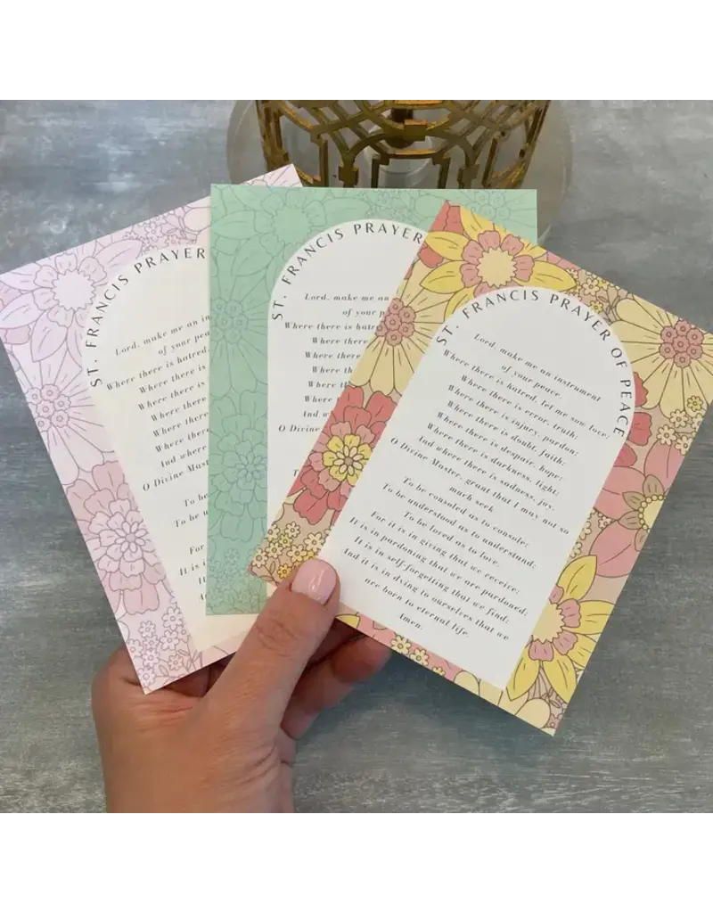 St Francis of Assisi Prayer Card Gift For Peace Prayer Saint | Yellow/pink/coral-ish