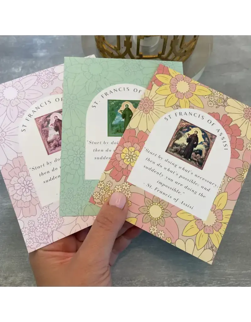 St Francis of Assisi Prayer Card Gift For Peace Prayer Saint | Yellow/pink/coral-ish