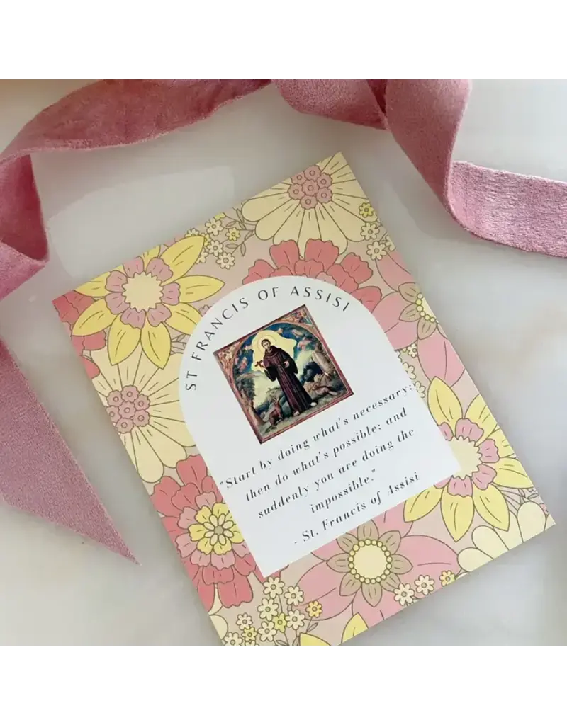 St Francis of Assisi Prayer Card Gift For Peace Prayer Saint | Yellow/pink/coral-ish