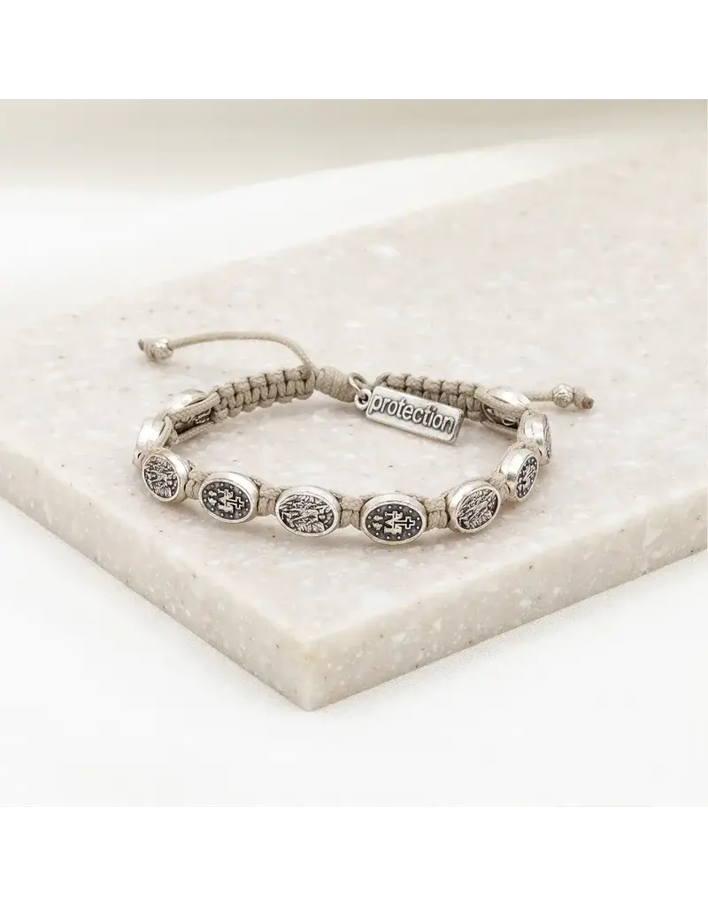My Saint My Hero Protection - Archangel Michael Bracelet Tan/Silver