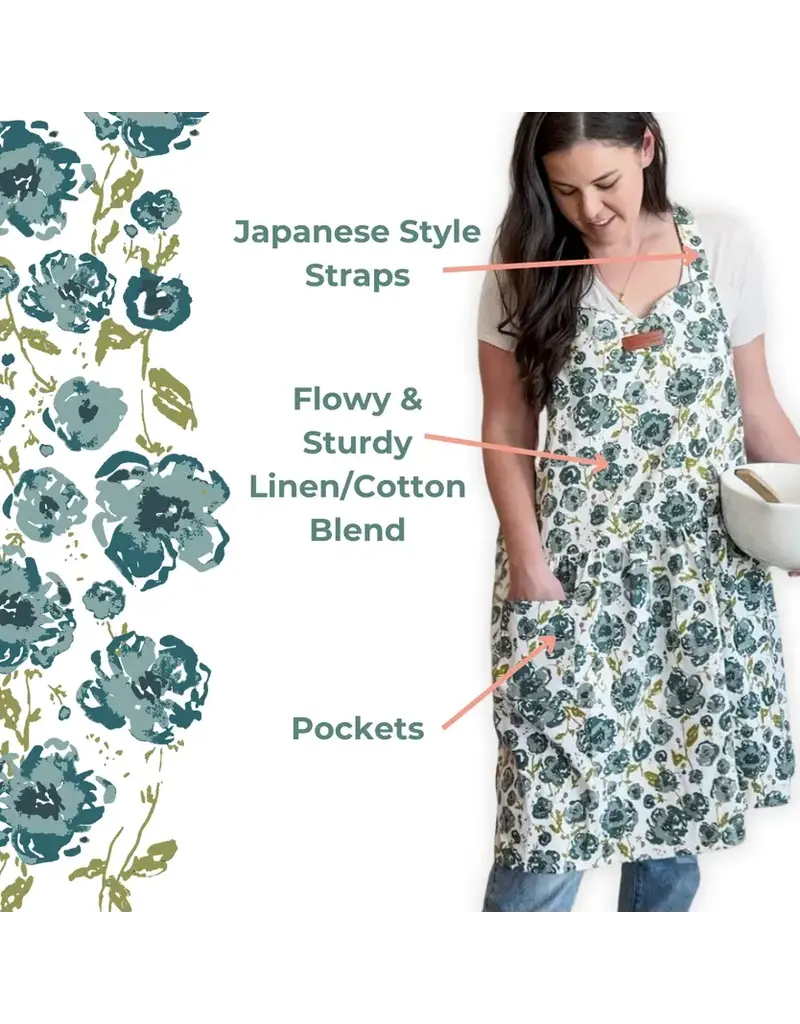The Little Rose Shop Blue Floral Catholic Christian Bible Scripture Apron
