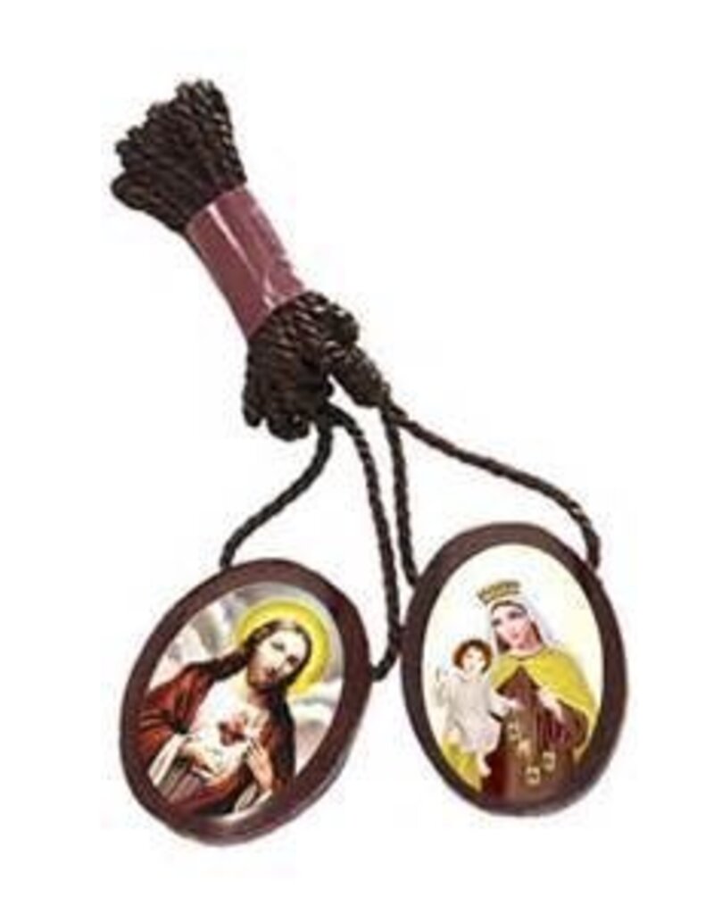 Religious Art Inc Oval Wooden Scapular (Brazillian scapular)