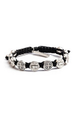 My Saint My Hero Benedictine Blessing Bracelet - Silver Medals - Black