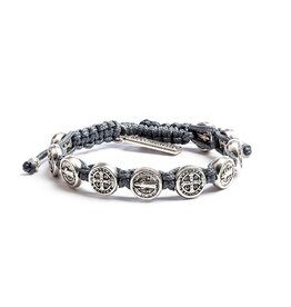 My Saint My Hero Benedictine Blessing Bracelet - Silver Medals - Slate