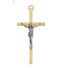 McVan 2" x 4" Brass Crucifix with Silver Corpus