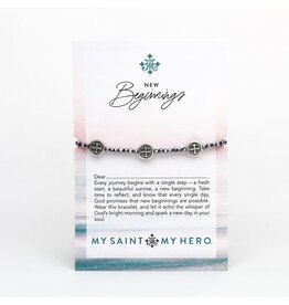 My Saint My Hero New Beginnings Crystal Benedictine Blessing Bracelet - Silver / Silver