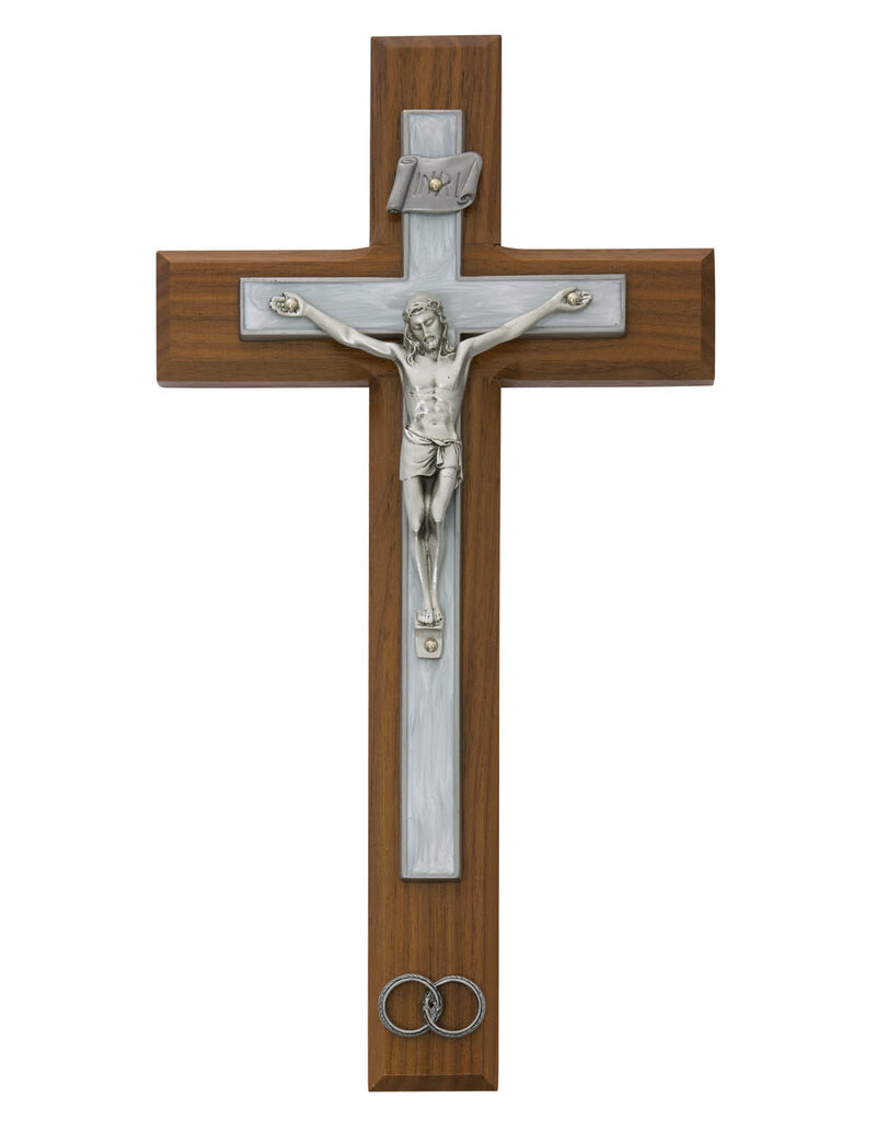 McVan 10" Walnut/ White Epoxy Wedding Cross
