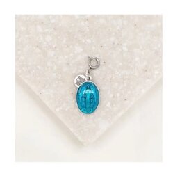 My Saint My Hero Miraculous Mary Charm-blue enamel, silver, small