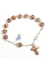 Religious Art Inc Pink Cloisonne Bracelet with Miraculous Medal